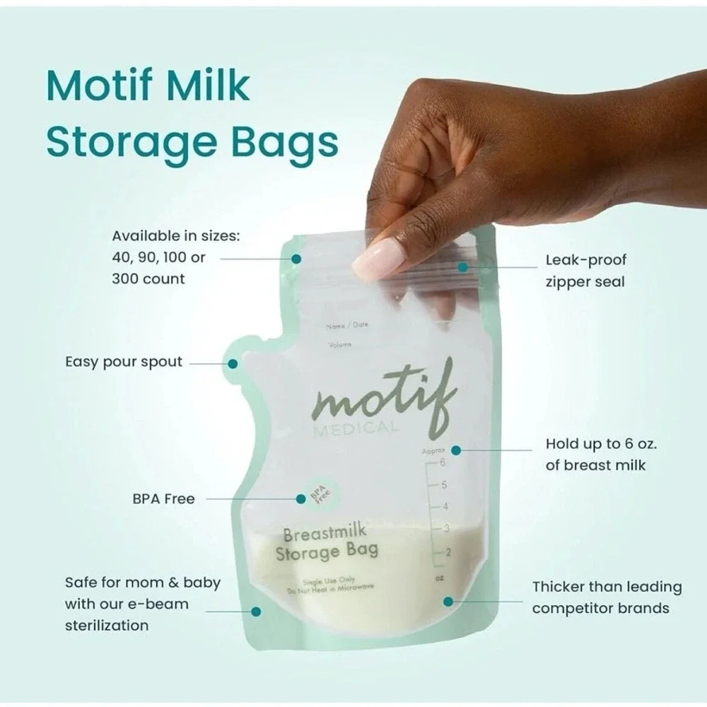 Motif BreastMilk Storage 8 Oz. Bags 100 Count New Sealed